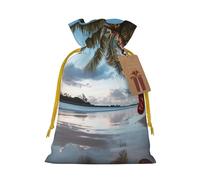 AQRJKHD Christmas Drawstring Gift Bags Xmas Gift Sack with Tag & Tie Merry christmas palm tree Wrapping Sacks Pouches Favor Santa Bag for Wrapping Presents Christmas Birthday Party Xmas Party