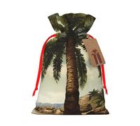 AQRJKHD Christmas Drawstring Gift Bags Xmas Gift Sack with Tag & Tie Palm Tree Tropical Wrapping Sacks Pouches Favor Santa Bag for Wrapping Presents Christmas Birthday Party Xmas Party