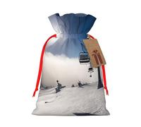 AQRJKHD Christmas Drawstring Gift Bags Xmas Gift Sack with Tag & Tie Ski Lift at Sunshine Wrapping Sacks Pouches Favor Santa Bag for Wrapping Presents Christmas Birthday Party Xmas Party