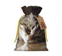 AQRJKHD Christmas Drawstring Gift Bags Xmas Gift Sack with Tag & Tie Sleeping Cat Wrapping Sacks Pouches Favor Santa Bag for Wrapping Presents Christmas Birthday Party Xmas Party