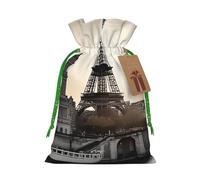 AQRJKHD Christmas Drawstring Gift Bags Xmas Gift Sack with Tag & Tie Travel Paris Wrapping Sacks Pouches Favor Santa Bag for Wrapping Presents Christmas Birthday Party Xmas Party