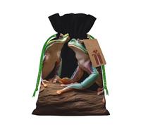 AQRJKHD Christmas Drawstring Gift Bags Xmas Gift Sack with Tag & Tie Two Frogs Wrapping Sacks Pouches Favor Santa Bag for Wrapping Presents Christmas Birthday Party Xmas Party