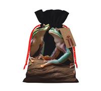 AQRJKHD Christmas Drawstring Gift Bags Xmas Gift Sack with Tag & Tie Two Frogs Wrapping Sacks Pouches Favor Santa Bag for Wrapping Presents Christmas Birthday Party Xmas Party