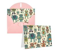 AQRJKHD Cute Cartoon Robots Thank You Card with Envelopes Greeting Card Happy Birthday Cards for Women Men Blank Notecards All Occasion Greeting Cards for Wedding, Baby Showers