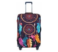AQRJKHD Elastic Travel Luggage Cover for Suitcase Tsa Approved Stretch Scratch-Resistant Suitcase Protector Cover Washable Colorful Dream Catcher Baggage Covers Fits 18-32 Inch Luggage Case, Black