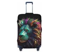 AQRJKHD Elastic Travel Luggage Cover for Suitcase Tsa Approved Stretch Scratch-Resistant Suitcase Protector Cover Washable Abstract 3D Art Lion Baggage Covers Fits 18-32 Inch Luggage Case, Black, L