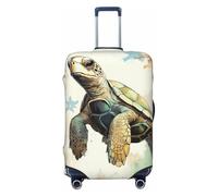 AQRJKHD Elastic Travel Luggage Cover for Suitcase Tsa Approved Stretch Scratch-Resistant Suitcase Protector Cover Washable Turtle write Baggage Covers Fits 18-32 Inch Luggage Case, Black, M