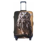 AQRJKHD Elastic Travel Luggage Cover for Suitcase Tsa Approved Stretch Scratch-Resistant Suitcase Protector Cover Washable Owl Standing on The Tree Baggage Covers Fits 18-32 Inch Luggage Case, Black