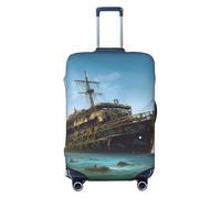 AQRJKHD Elastic Travel Luggage Cover for Suitcase Tsa Approved Stretch Scratch-Resistant Suitcase Protector Cover Washable Abandoned Cruise Ship at Sea Baggage Covers Fits 18-32 Inch Luggage Case