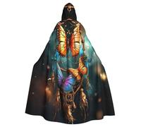 AQRJKHD Halloween Hooded Cloak Medieval Renaissance Wizard Cloak Dream Catcher Butterfly Reaper Cosplay Cape Costume for Adult