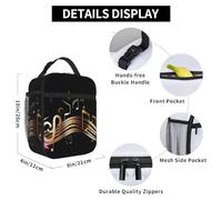AQRJKHD Insulated Lunch Bag for Women Men Novel Music Note Lunch Box Leakproof Reusable Lunch Cooler Tote for Work Travel Picnic Outdoor
