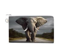 AQRJLPM 3D Elephant Wallet Canvas Slim Lightweight Wallets Durable Zippered Card Holder for Men Women