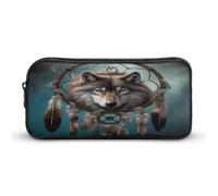AQRJLPM 3D Wolf Dream Catcher Pencil Pouch Big Capacity Simple Marker Pouch Portable Aesthetic Zipper Pencil Case