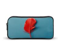 AQRJLPM A Red Feather Pencil Pouch Big Capacity Simple Marker Pouch Portable Aesthetic Zipper Pencil Case