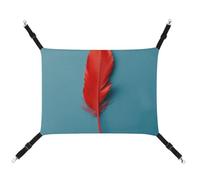 AQRJLPM A Red Feather Pet Hammock with Adjustable Straps and Metal Hooks Hanging Bed Soft Breathable Sleeping Hammock for Cats,Puppy,Rabbits,Small Animals