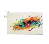 AQRJLPM Abstract Music Themed Wallet Canvas Slim Lightweight Wallets Durable Zippered Card Holder for Men Women