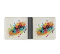 AQRJLPM Abstract Music Themed Wallet with Money Clip Leather Bifold Wallet Slim Credit Card Holder Gift for Men