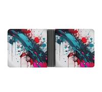 AQRJLPM Abstract Paint Splashes Wallet with Money Clip Leather Bifold Wallet Slim Credit Card Holder Gift for Men