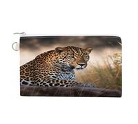AQRJLPM African Animal Leopard Wallet Canvas Slim Lightweight Wallets Durable Zippered Card Holder for Men Women