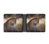 AQRJLPM African Animal Leopard Wallet with Money Clip Leather Bifold Wallet Slim Credit Card Holder Gift for Men