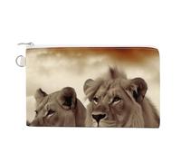 AQRJLPM African Lion And Lioness Wallet Canvas Slim Lightweight Wallets Durable Zippered Card Holder for Men Women