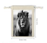 AQRJLPM African Lion Black And White Drawstring Pouches Reusable Burlap Soft Sachet Bag Multipurpose Cotton Small Jewelry Pouch for Party Wedding Storage Home Supplies (8 Pcs)