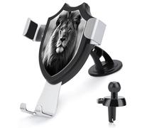 AQRJLPM African Lion Black and White Phone Holder Car Hands-Free Mount Holders for Dashboard Windshield Vent Metal Hook Clip Cell Phone Mount for All Smartphones & Car Models