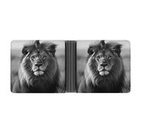AQRJLPM African Lion Black And White Wallet with Money Clip Leather Bifold Wallet Slim Credit Card Holder Gift for Men