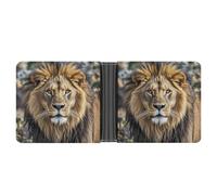 AQRJLPM African Lion Head Wallet with Money Clip Leather Bifold Wallet Slim Credit Card Holder Gift for Men