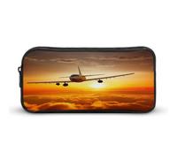AQRJLPM Aircraft Plane at Sunset Pencil Pouch Big Capacity Simple Marker Pouch Portable Aesthetic Zipper Pencil Case
