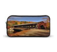 AQRJLPM Albany Covered Bridge Pencil Pouch Big Capacity Simple Marker Pouch Portable Aesthetic Zipper Pencil Case