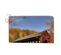 AQRJLPM Albany Covered Bridge Wallet Canvas Slim Lightweight Wallets Durable Zippered Card Holder for Men Women