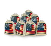 AQRJLPM American Flag Print Drawstring Pouches Reusable Burlap Soft Sachet Bag Multipurpose Cotton Small Jewelry Pouch for Party Wedding Storage Home Supplies (8 Pcs)