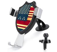 AQRJLPM American Flag Print Phone Holder Car Hands-Free Mount Holders for Dashboard Windshield Vent Metal Hook Clip Cell Phone Mount for All Smartphones & Car Models