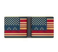 AQRJLPM American Flag Print Wallet with Money Clip Leather Bifold Wallet Slim Credit Card Holder Gift for Men