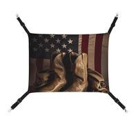 AQRJLPM American Flag with Cowboy Boots Pet Hammock with Adjustable Straps and Metal Hooks Hanging Bed Soft Breathable Sleeping Hammock for Cats,Puppy,Rabbits,Small Animals