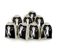 AQRJLPM Animal Funny Cow Head Drawstring Pouches Reusable Burlap Soft Sachet Bag Multipurpose Cotton Small Jewelry Pouch for Party Wedding Storage Home Supplies (8 Pcs)