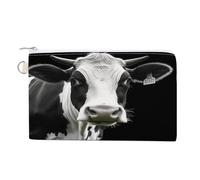 AQRJLPM Animal Funny Cow Head Wallet Canvas Slim Lightweight Wallets Durable Zippered Card Holder for Men Women