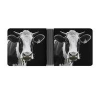 AQRJLPM Animal Funny Cow Head Wallet with Money Clip Leather Bifold Wallet Slim Credit Card Holder Gift for Men