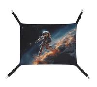 AQRJLPM Astronaut Flying in Space Pet Hammock with Adjustable Straps and Metal Hooks Hanging Bed Soft Breathable Sleeping Hammock for Cats,Puppy,Rabbits,Small Animals