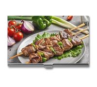 AQRJLPM BBQ Türkiye Business Card Holder Business Card Case Pocket Card Holders Metal Slim Name Card Holder Professional Multi Wallet Credit Card ID Case for Men Women, silver, One Size