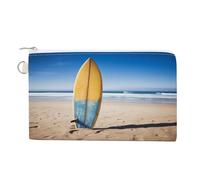 AQRJLPM Beach Surfboard Wallet Canvas Slim Lightweight Wallets Durable Zippered Card Holder for Men Women