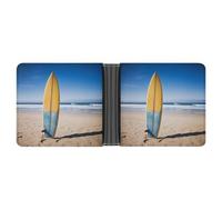 AQRJLPM Beach Surfboard Wallet with Money Clip Leather Bifold Wallet Slim Credit Card Holder Gift for Men