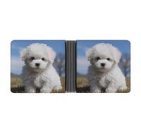 AQRJLPM Bichon Frise Dog Wallet with Money Clip Leather Bifold Wallet Slim Credit Card Holder Gift for Men