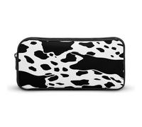 AQRJLPM Black And White Cow Print Pencil Pouch Big Capacity Simple Marker Pouch Portable Aesthetic Zipper Pencil Case