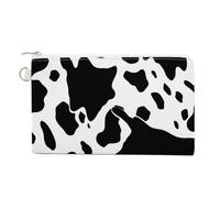 AQRJLPM Black And White Cow Print Wallet Canvas Slim Lightweight Wallets Durable Zippered Card Holder for Men Women