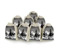 AQRJLPM Black And White Horses Running Drawstring Pouches Reusable Burlap Soft Sachet Bag Multipurpose Cotton Small Jewelry Pouch for Party Wedding Storage Home Supplies (8 Pcs)