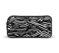 AQRJLPM Black And White Lines Pencil Pouch Big Capacity Simple Marker Pouch Portable Aesthetic Zipper Pencil Case