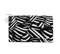 AQRJLPM Black And White Lines Wallet Canvas Slim Lightweight Wallets Durable Zippered Card Holder for Men Women