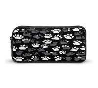 AQRJLPM Black And White Paw Print Pencil Pouch Big Capacity Simple Marker Pouch Portable Aesthetic Zipper Pencil Case